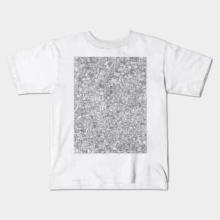 Doodle line art creatures illustration black and white design by shoosh Kids T-Shirt